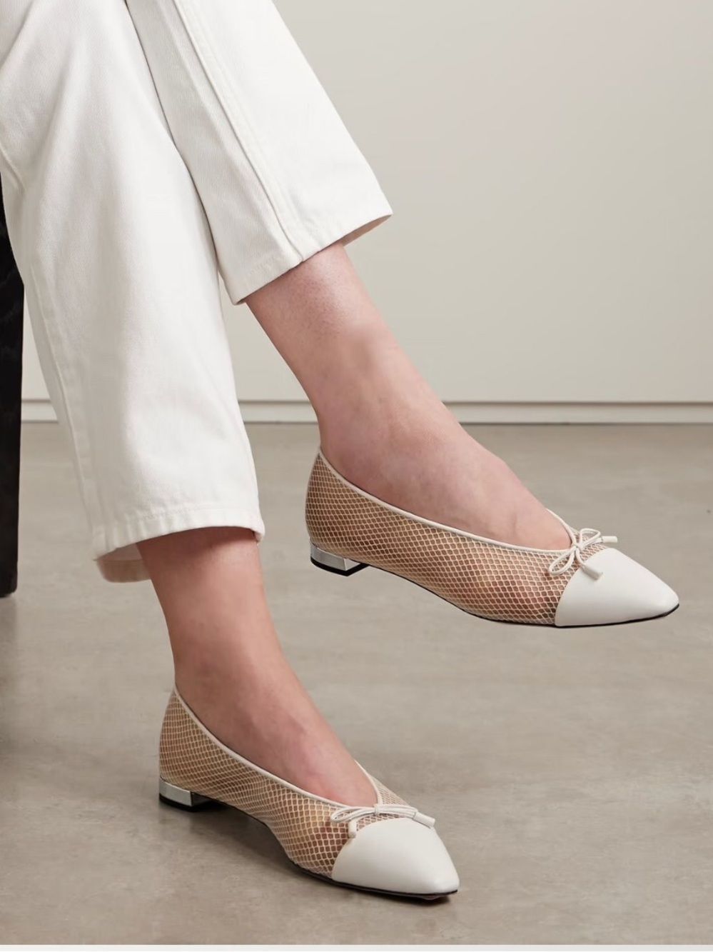 Aquazzura
Gioia Mesh Net Cap-Toe Ballerina Flats